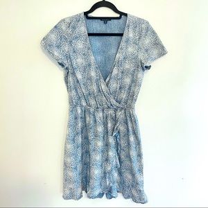 J Crew Mercantile Denim Floral Faux Wrap Dress